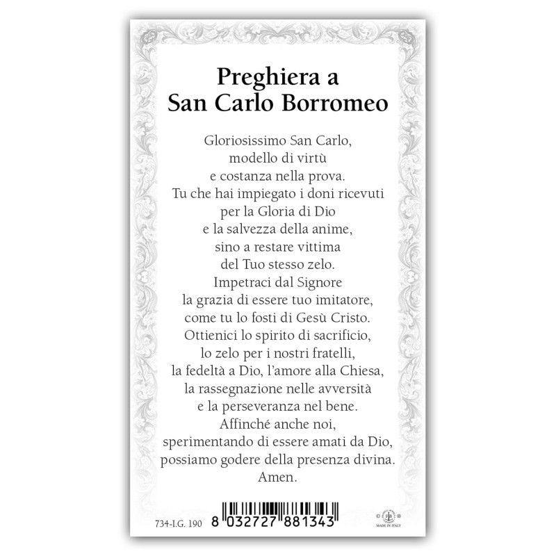 Santino Santa Rosalia con preghiera e finiture in oro a caldo